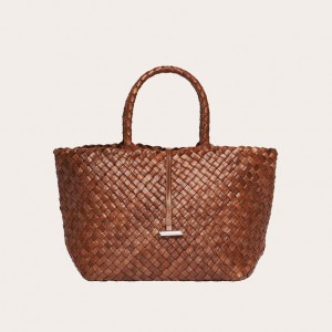 Little Liffner Midi Leather Basket Tote Dam Bruna | XYADUP-721