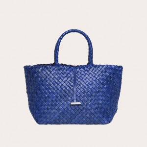 Little Liffner Midi Leather Basket Tote Dam Blå | YPAIBG-732