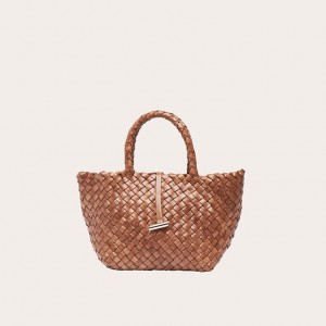 Little Liffner Mini Leather Basket Tote Dam Bruna | JVXELC-291