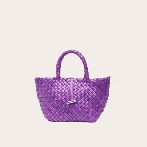 Little Liffner Mini Leather Basket Tote Dam Lila | FQCZKS-320