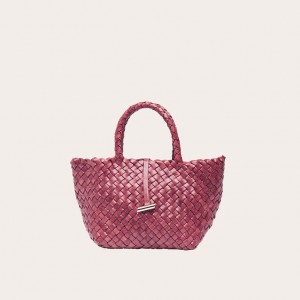 Little Liffner Mini Leather Basket Tote Dam Röda | MEJVYQ-514