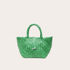 Little Liffner Mini Leather Basket Tote Dam Gröna | ECOIXB-258