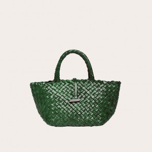 Little Liffner Mini Leather Basket Tote Dam Gröna | CTUFKL-684