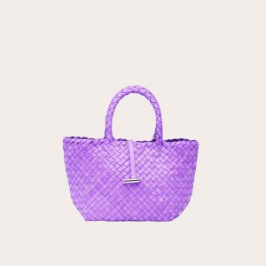 Little Liffner Mini Leather Basket Tote Dam Lavendel | EBHCQX-453