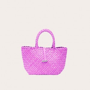 Little Liffner Mini Leather Basket Tote Dam Rosa | JHWRAO-870