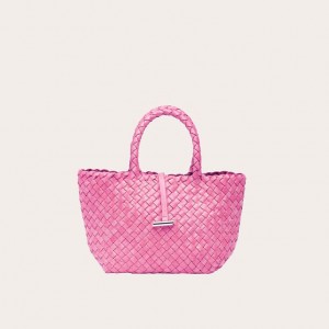 Little Liffner Mini Leather Basket Tote Dam Rosa | HBLEFG-531