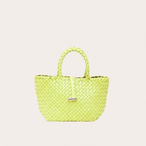 Little Liffner Mini Leather Basket Tote Dam Gula | OKGNDH-614