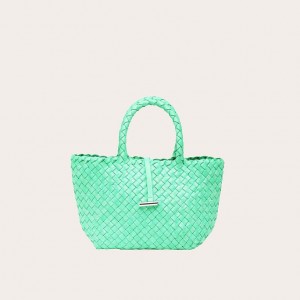 Little Liffner Mini Leather Basket Tote Dam Mintgröna | EPYFAU-603