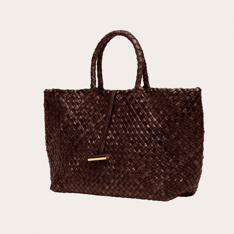 Little Liffner Large Leather Basket Tote Dam Mörkbruna | ZUVDWE-407