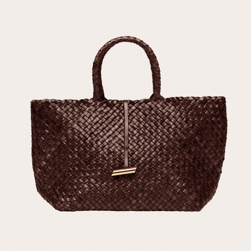 Little Liffner Large Leather Basket Tote Dam Mörkbruna | ZUVDWE-407