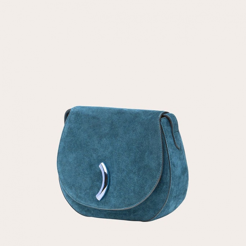 Little Liffner Maccheroni Suede Saddle Bags Dam Turkos | VINEYK-612