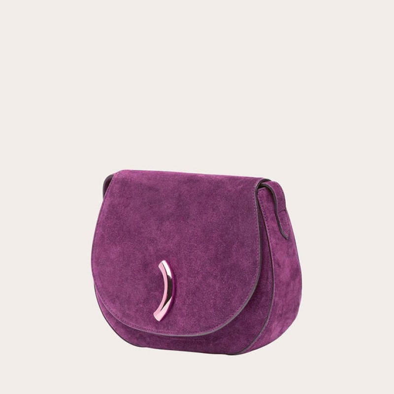 Little Liffner Maccheroni Suede Saddle Bags Dam Rosa | QNIDCB-673