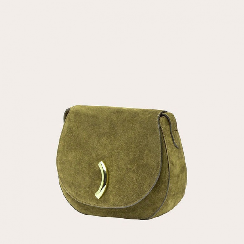 Little Liffner Maccheroni Suede Saddle Bags Dam Olivgröna | XYAHKO-291