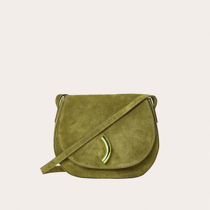 Little Liffner Maccheroni Suede Saddle Bags Dam Olivgröna | XYAHKO-291