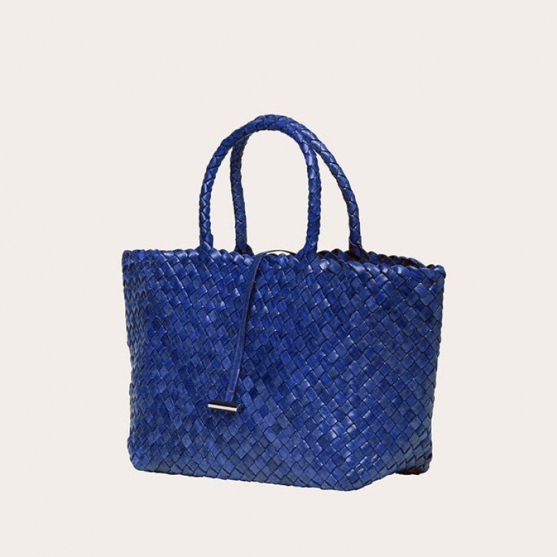 Little Liffner Midi Leather Basket Tote Dam Blå | YPAIBG-732