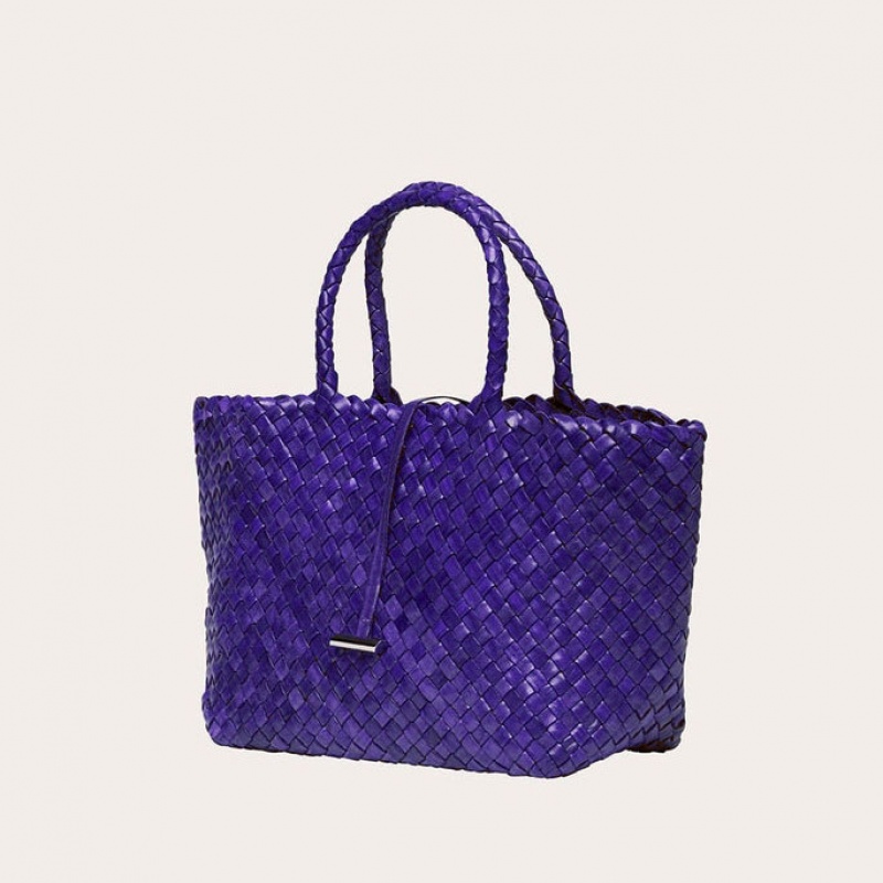 Little Liffner Midi Leather Basket Tote Dam Lila | UTCORJ-861