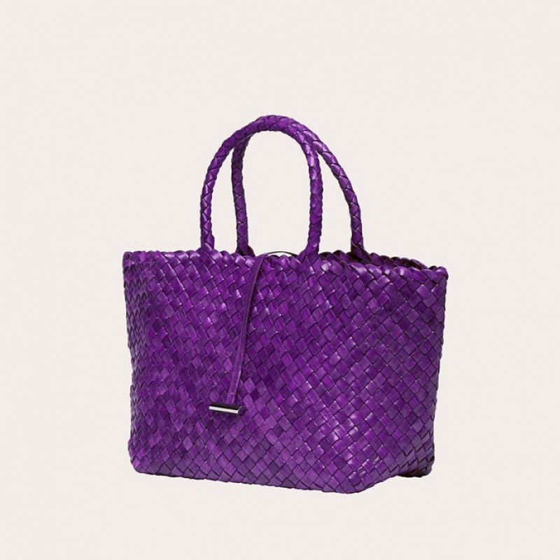 Little Liffner Midi Leather Basket Tote Dam Lila | ISHEZA-197