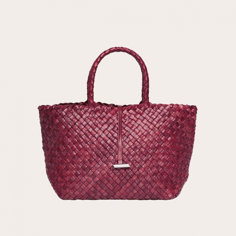 Little Liffner Midi Leather Basket Tote Dam Röda | JLUKHV-048