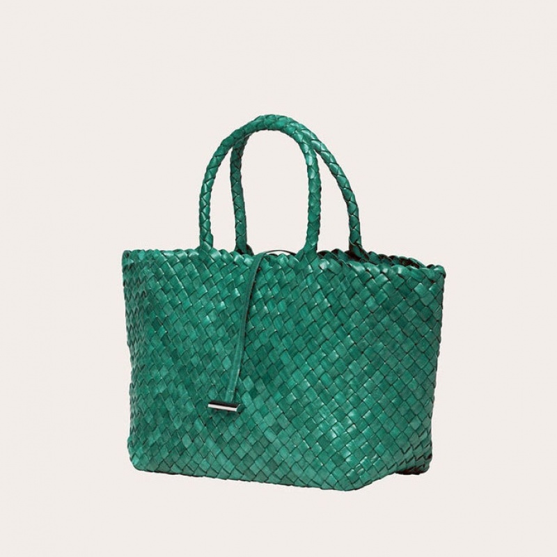 Little Liffner Midi Leather Basket Tote Dam Turkos | WCGEPH-389