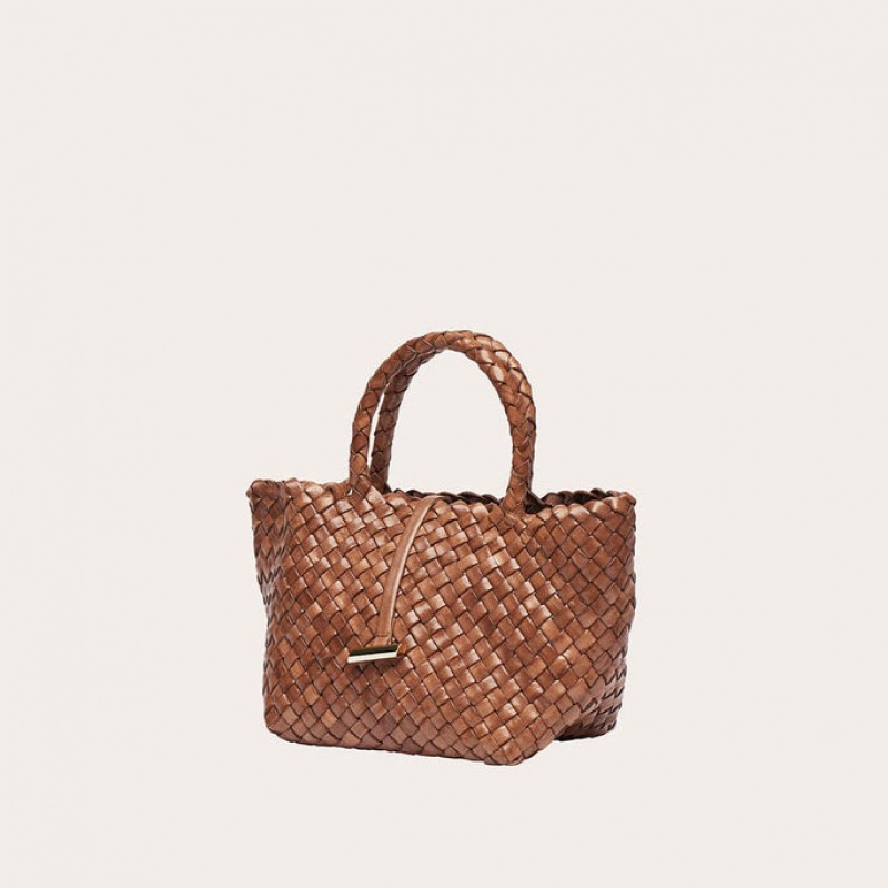 Little Liffner Mini Leather Basket Tote Dam Bruna | JVXELC-291