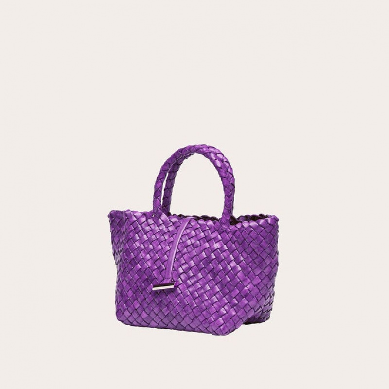 Little Liffner Mini Leather Basket Tote Dam Lila | FQCZKS-320