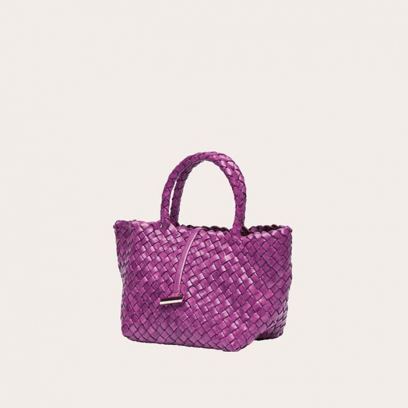 Little Liffner Mini Leather Basket Tote Dam Rosa | NPHLBY-845