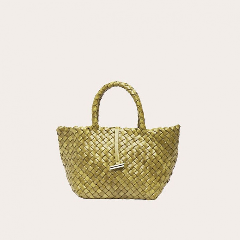 Little Liffner Mini Leather Basket Tote Dam Olivgröna | SFLNTP-610