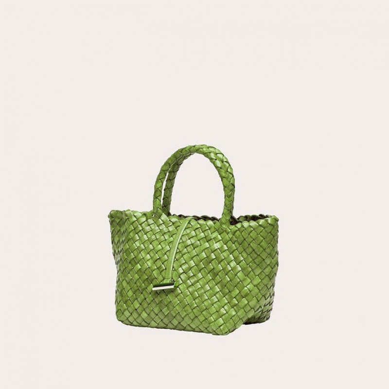 Little Liffner Mini Leather Basket Tote Dam Gröna | QXOLVC-348