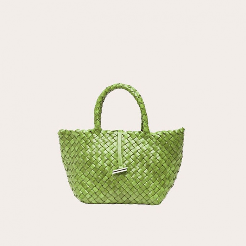 Little Liffner Mini Leather Basket Tote Dam Gröna | QXOLVC-348