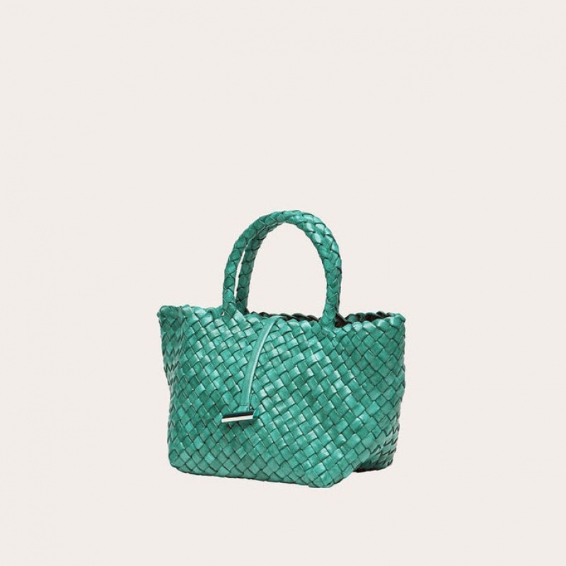 Little Liffner Mini Leather Basket Tote Dam Turkos | BOMVHL-847