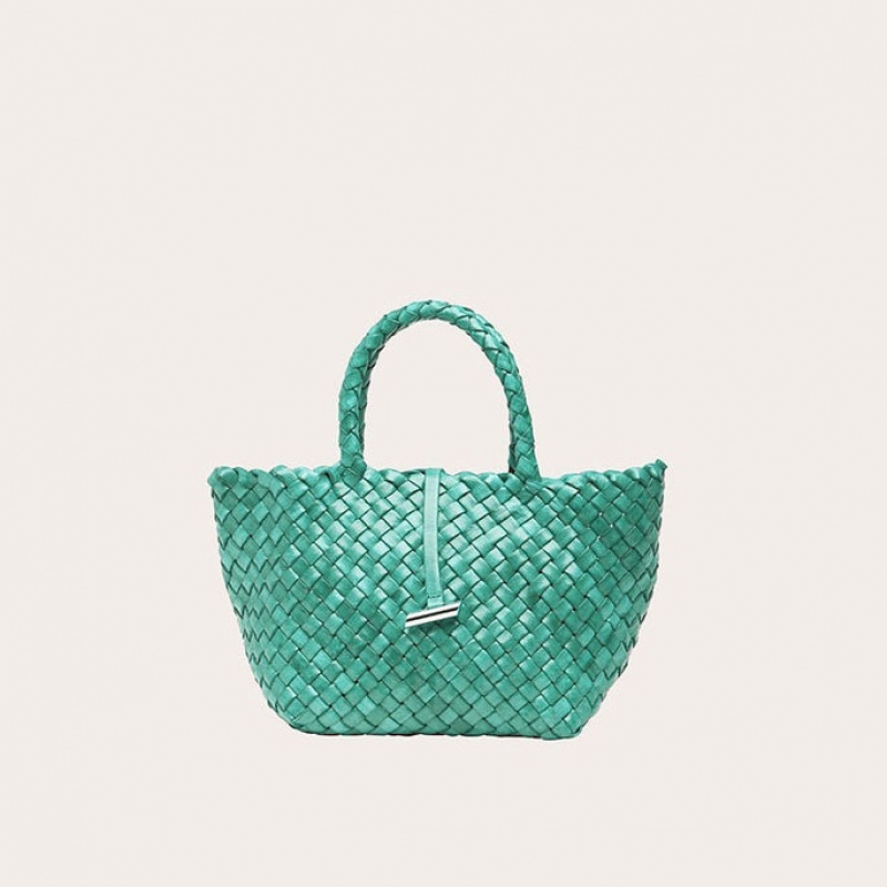 Little Liffner Mini Leather Basket Tote Dam Turkos | BOMVHL-847