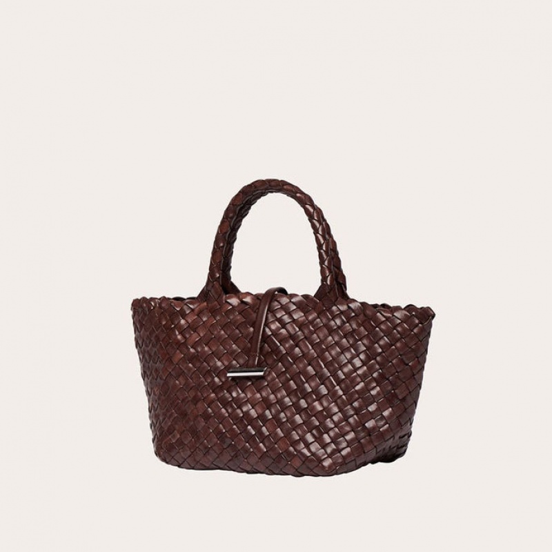 Little Liffner Mini Leather Basket Tote Dam Mörkbruna | WJSTQR-235