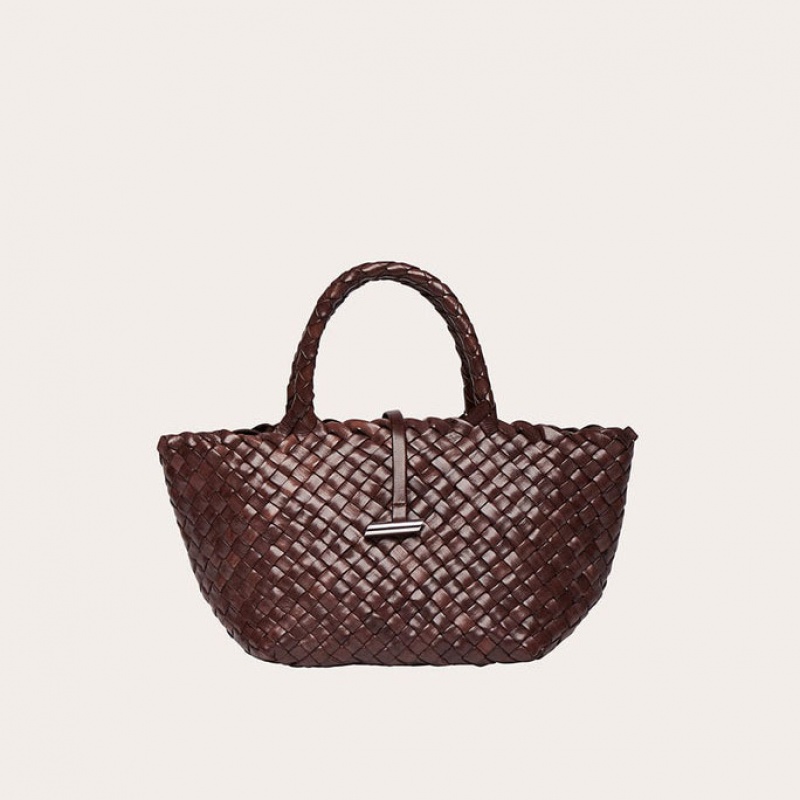 Little Liffner Mini Leather Basket Tote Dam Mörkbruna | WJSTQR-235