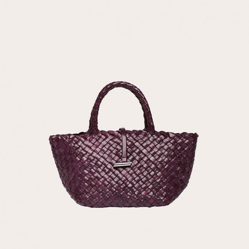 Little Liffner Mini Leather Basket Tote Dam Vinröda | WZEVFY-508