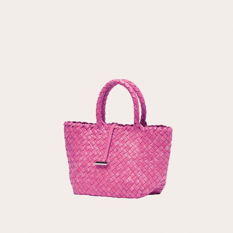 Little Liffner Mini Leather Basket Tote Dam Rosa | HBLEFG-531