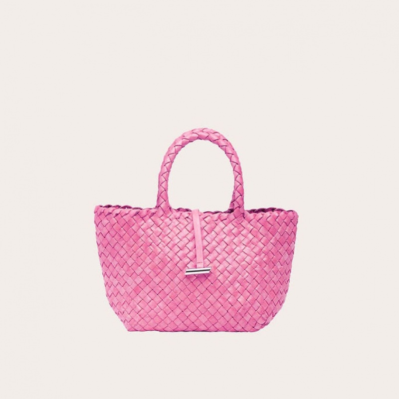 Little Liffner Mini Leather Basket Tote Dam Rosa | HBLEFG-531