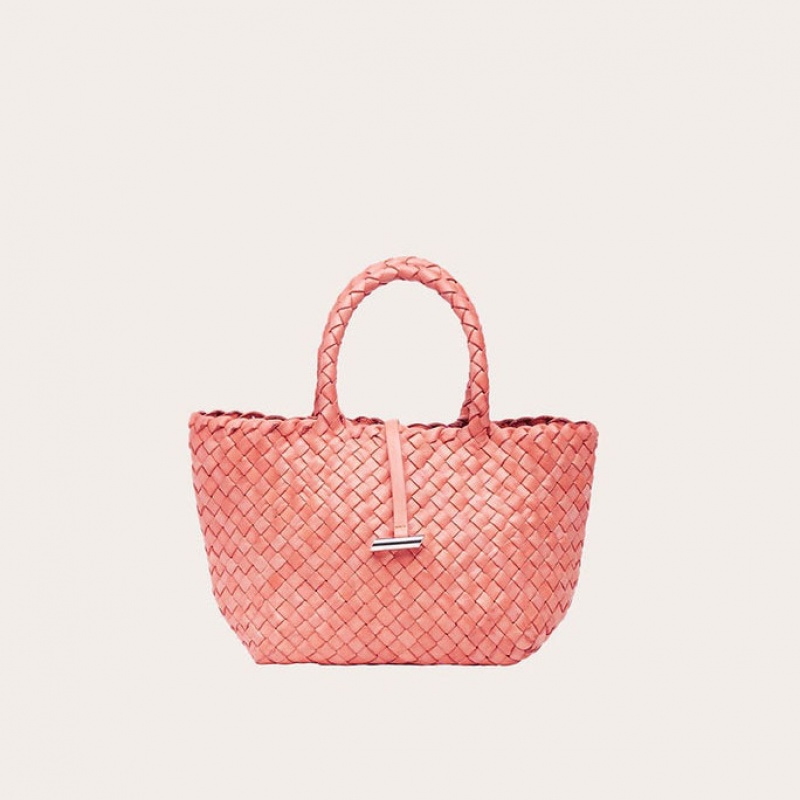 Little Liffner Mini Leather Basket Tote Dam Orange | SYOUWN-016