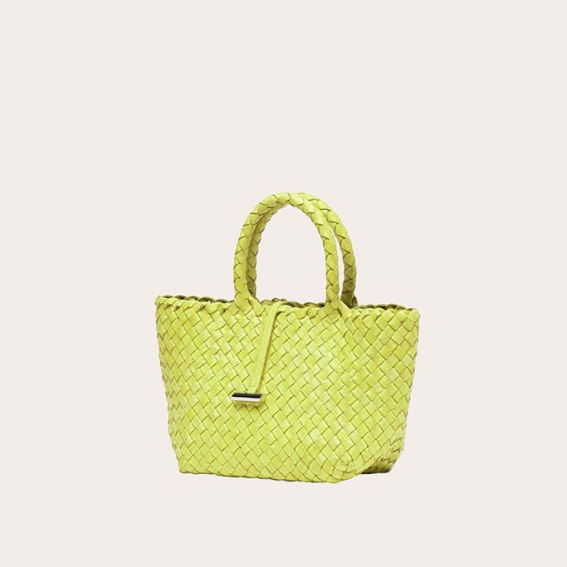 Little Liffner Mini Leather Basket Tote Dam Gula | OKGNDH-614