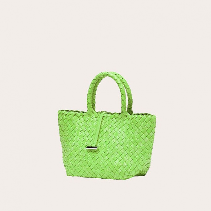 Little Liffner Mini Leather Basket Tote Dam Ljusgröna | VWFZKB-957