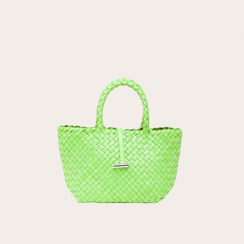 Little Liffner Mini Leather Basket Tote Dam Ljusgröna | VWFZKB-957