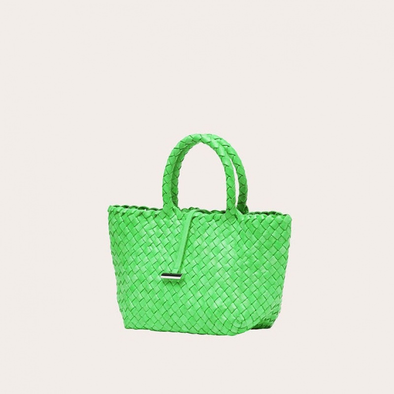 Little Liffner Mini Leather Basket Tote Dam Ljusgröna | IDOGZX-842