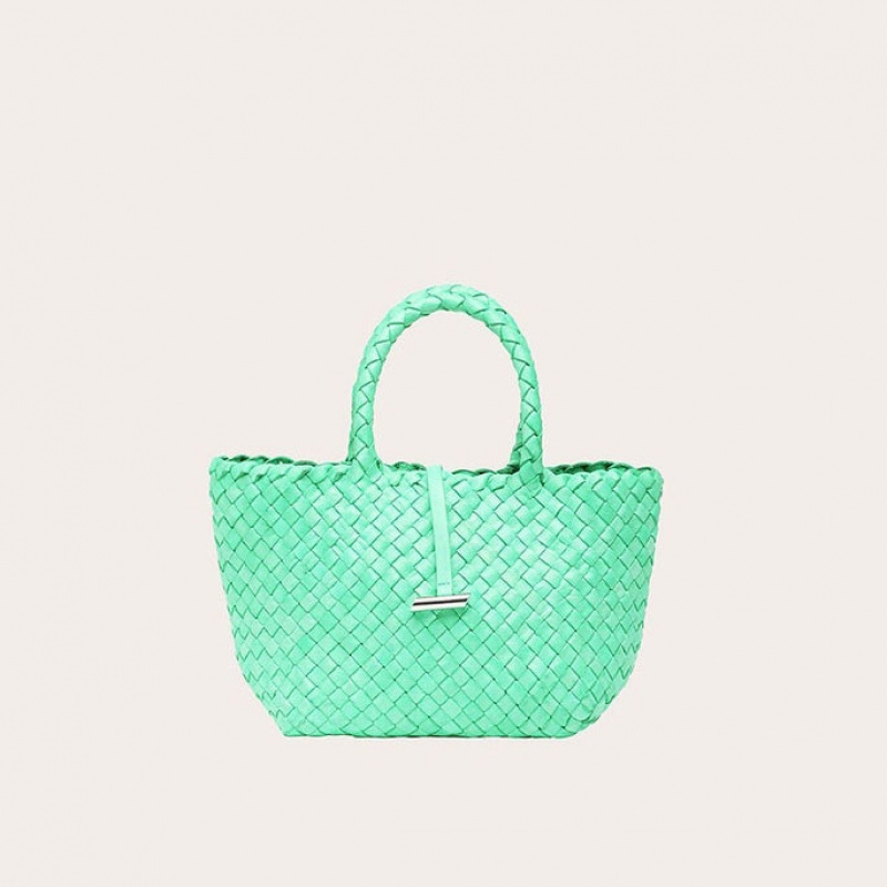 Little Liffner Mini Leather Basket Tote Dam Mintgröna | EPYFAU-603