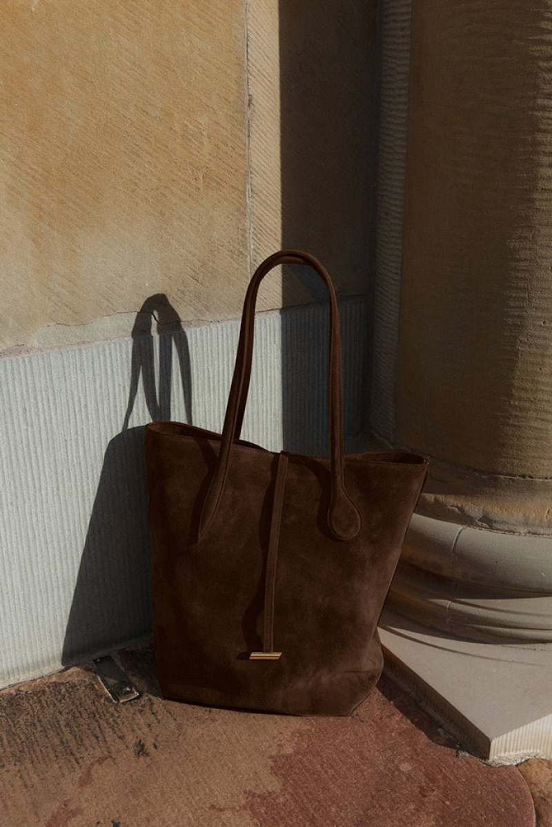 Little Liffner Tall Sprout Suede Tote Dam Mörkbruna | DSKQAL-023